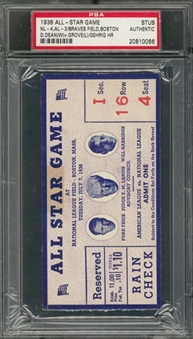 1936 All-Star Game Ticket Stub From 7/7/1936 (PSA)